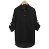 Spring Women Blouse Chiffon Shirt Long Sleeve Turn-down Collar Asymmetric Casual Loose Top Black/Green/White