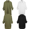 Spring Women Blouse Chiffon Shirt Long Sleeve Turn-down Collar Asymmetric Casual Loose Top Black/Green/White