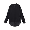 Spring Women Blouse Chiffon Shirt Long Sleeve Turn-down Collar Asymmetric Casual Loose Top Black/Green/White