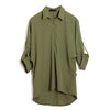 Spring Women Blouse Chiffon Shirt Long Sleeve Turn-down Collar Asymmetric Casual Loose Top Black/Green/White