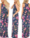 New Women Sexy Floral Print Dress Sleeveless Racerback Tunic Maxi Beach Long Loose Dress