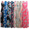 New Women Sexy Floral Print Dress Sleeveless Racerback Tunic Maxi Beach Long Loose Dress