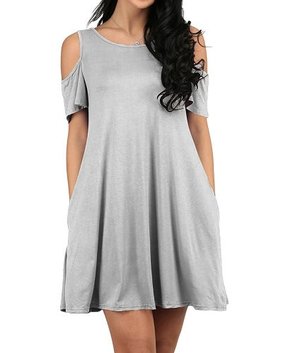 نساء جديدات بلوزة غير رسمية قمم السيدات مثيرة تونك قبالة الكتف جيوب قصيرة الأكمام