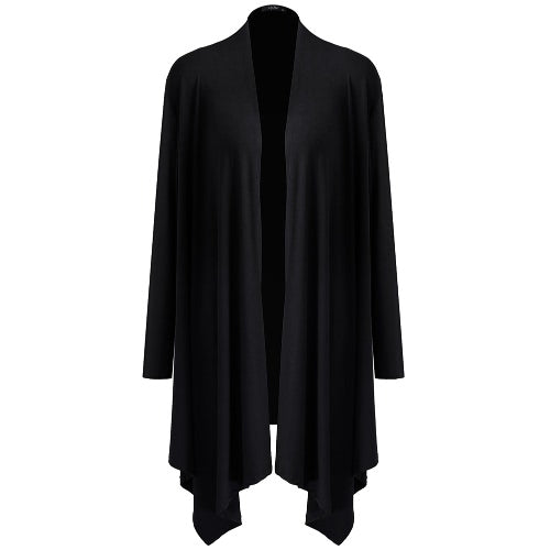 سترة نسائية جديدة على الموضة بأكمام طويلة مفتوحة من الأمام بلون سادة ملابس خارجية أرجواني/أسود