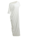 Sexy Summer Women Boho Long Maxi Dress Slash Neck Off Shoulder Solid Casual Loose Plus Size Dress White/Black