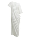 Sexy Summer Women Boho Long Maxi Dress Slash Neck Off Shoulder Solid Casual Loose Plus Size Dress White/Black