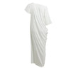 Sexy Summer Women Boho Long Maxi Dress Slash Neck Off Shoulder Solid Casual Loose Plus Size Dress White/Black