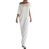Sexy Summer Women Boho Long Maxi Dress Slash Neck Off Shoulder Solid Casual Loose Plus Size Dress White/Black