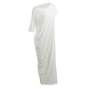 Sexy Summer Women Boho Long Maxi Dress Slash Neck Off Shoulder Solid Casual Loose Plus Size Dress White/Black