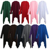 New Women Cardigan Plus Size Coat  Solid Long Sleeve Asymmetry Hem Poncho Shawl Thin Coat