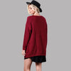 New Winter Autumn Women Knitted Cardigan Sweater Long Sleeves Pockets Elegant Outerwear Burgundy/Coffee/Khaki
