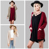 New Winter Autumn Women Knitted Cardigan Sweater Long Sleeves Pockets Elegant Outerwear Burgundy/Coffee/Khaki