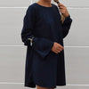 Sexy Women Loose Mini Dress Backless Bandages O-Neck Flare Long Sleeves Elegant Party Dresses