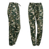 Fashion Women Long Pants Camouflage Print Elastic Waist Casual Camo Trousers Green