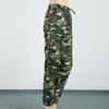 Fashion Women Long Pants Camouflage Print Elastic Waist Casual Camo Trousers Green