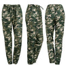 Fashion Women Long Pants Camouflage Print Elastic Waist Casual Camo Trousers Green