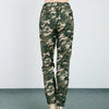 Fashion Women Long Pants Camouflage Print Elastic Waist Casual Camo Trousers Green