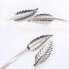 Vintage Women Skinny Elastic Belt Leaf Design Clasp Front Stretch Metal Waist Belt Gold/Silver