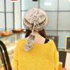 Winter Warm Faux Fur Drawstring Hat Scarf Thicken Knitted Beanie