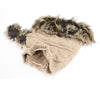 Winter Warm Faux Fur Drawstring Hat Scarf Thicken Knitted Beanie