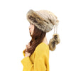 Winter Warm Faux Fur Drawstring Hat Scarf Thicken Knitted Beanie