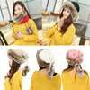 Winter Warm Faux Fur Drawstring Hat Scarf Thicken Knitted Beanie
