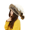 Winter Warm Faux Fur Drawstring Hat Scarf Thicken Knitted Beanie
