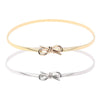 New Fashion Women Belt Bow Clasp Front Stretch Skinny Elastic Belt Bowknot Waist Strap Gold/Silver