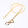 New Fashion Women Belt Bow Clasp Front Stretch Skinny Elastic Belt Bowknot Waist Strap Gold/Silver