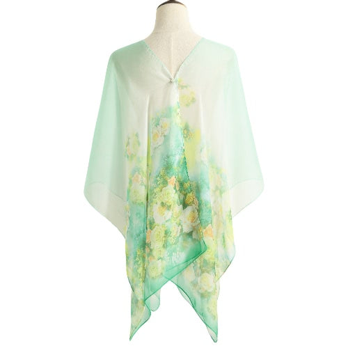 نساء جديدات شيفون وشاح الأزهار المطبوعة على النقيض الطويل رقيقة باشمينا شال شال شاول تغطية