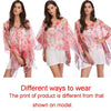 Women Chiffon Shawl Poncho Scarf Retro Printed Summer Beach Cover Up Beachwear Swimsuit Pink/Green