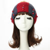 New Women Winter Hat Beanie Knit Cap Contrast Stripe Pom Pom Bead Causal Slouchy Baggy Skullies