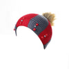 New Women Winter Hat Beanie Knit Cap Contrast Stripe Pom Pom Bead Causal Slouchy Baggy Skullies