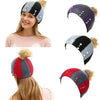 New Women Winter Hat Beanie Knit Cap Contrast Stripe Pom Pom Bead Causal Slouchy Baggy Skullies