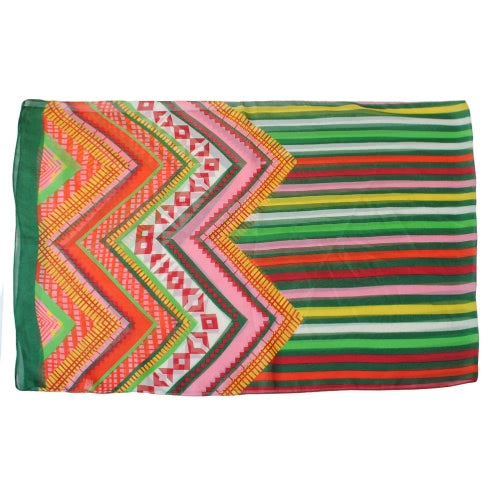 New Women Chiffon Scarf Geometric Floral Print Contrast Long Thin Pashmina Silk Shawl