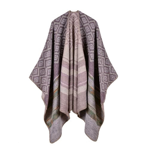Winter Women Loose Outerwear Coat Oversized Knitted Cashmere Poncho