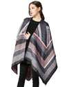 Women Poncho Scarf Cardigan Sweater Geometrical Striped Warm Cape Shawl Long Scarves Pashmina Outwear