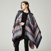 Women Poncho Scarf Cardigan Sweater Geometrical Striped Warm Cape Shawl Long Scarves Pashmina Outwear