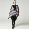 Women Poncho Scarf Cardigan Sweater Geometrical Striped Warm Cape Shawl Long Scarves Pashmina Outwear