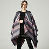 Women Poncho Scarf Cardigan Sweater Geometrical Striped Warm Cape Shawl Long Scarves Pashmina Outwear