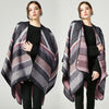 Women Poncho Scarf Cardigan Sweater Geometrical Striped Warm Cape Shawl Long Scarves Pashmina Outwear