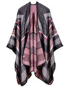 Women Poncho Scarf Cardigan Sweater Geometrical Striped Warm Cape Shawl Long Scarves Pashmina Outwear