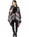 Women Poncho Scarf Cardigan Sweater Geometrical Striped Warm Cape Shawl Long Scarves Pashmina Outwear