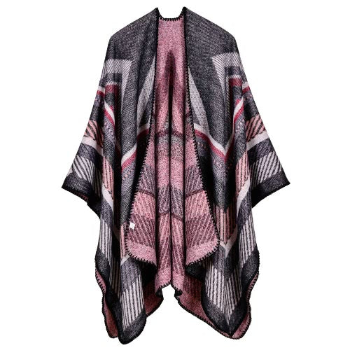 المرأة المعطف وشاح سترة سترة هندسية مخطط الدافئة شال الرأس الأوشحة الطويلة الباشمينا أبلى