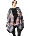 Women Poncho Scarf Cardigan Sweater Geometrical Striped Warm Cape Shawl Long Scarves Pashmina Outwear
