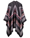 Women Poncho Scarf Cardigan Sweater Geometrical Striped Warm Cape Shawl Long Scarves Pashmina Outwear