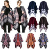 Women Poncho Scarf Cardigan Sweater Geometrical Striped Warm Cape Shawl Long Scarves Pashmina Outwear