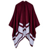 Women Poncho Scarf Cardigan Sweater Geometrical Striped Warm Cape Shawl Long Scarves Pashmina Outwear