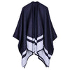 Women Poncho Scarf Cardigan Sweater Geometrical Striped Warm Cape Shawl Long Scarves Pashmina Outwear