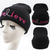 Unisex Men Women Beanies Knitted Hat Believe Letter Skullies Baggy Hip Pop Winter Bonnet Caps Black